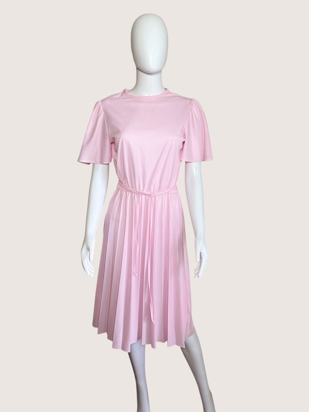 Blair Light Pink Pleated Flutter Sleeve Midi Dress
